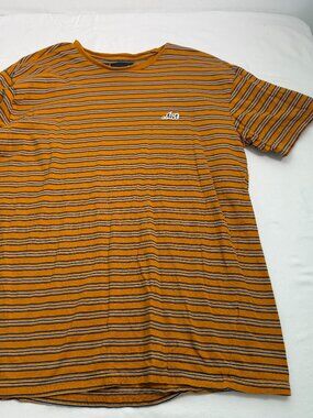 Lost Brand Striped Tee Orange Blue Short Sleeve T Shirt Men’s L Skate Surf